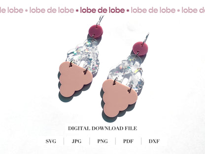 Triangle Scallop Earrings Acrylic Laser Cut SVG file