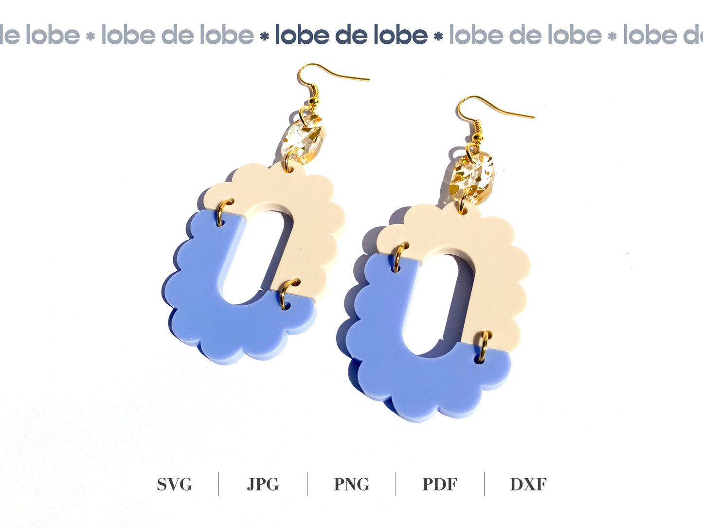 Oval Scallop Squiggle Boho Laser Cut Earrings Digital Download