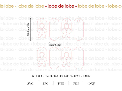Laser Cut Design Files Cute Holiday Christmas Gingerbread earring SVG Files