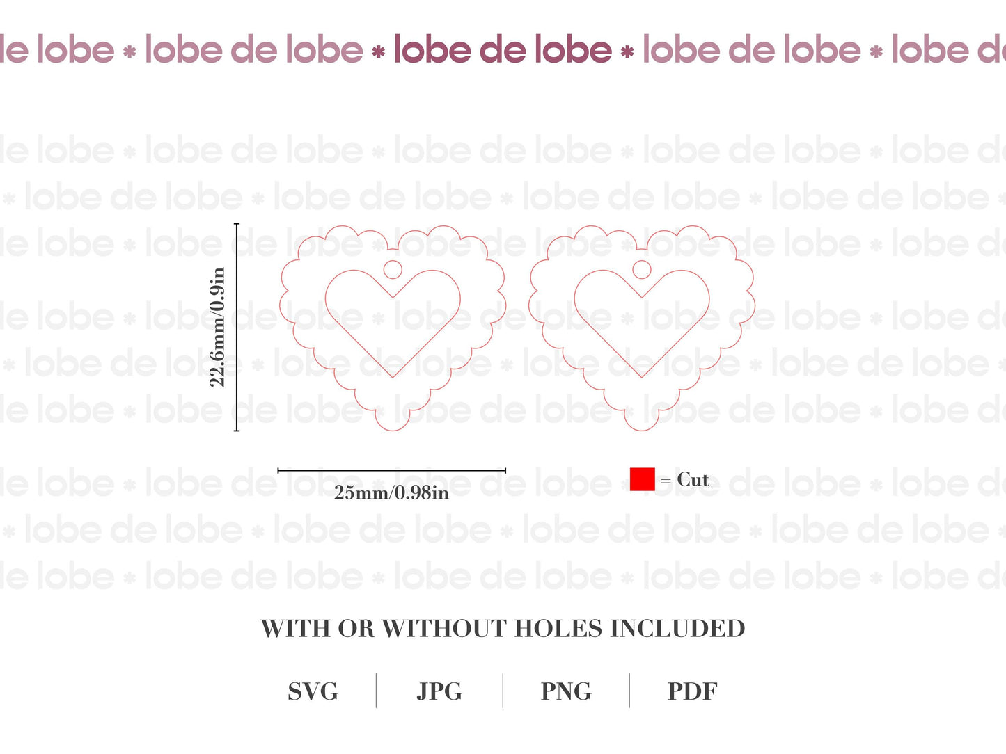 Laser Cut Design Files Love heart Earrings SVG File