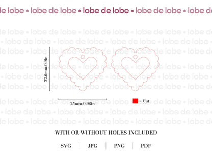 Laser Cut Design Files Love heart Earrings SVG File