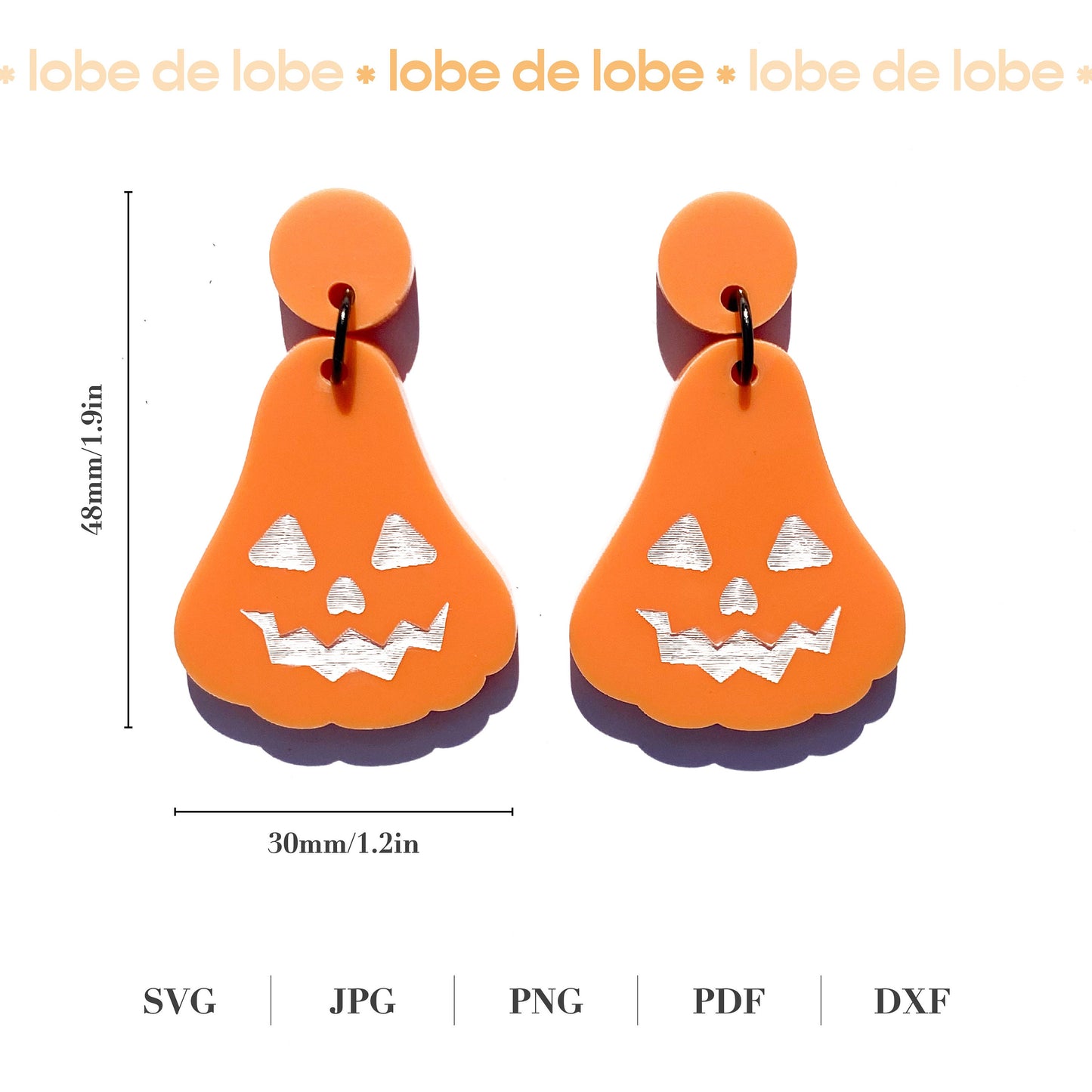 Halloween Pumpkin Jack o' Lantern Laser Cut Earrings Digital Download