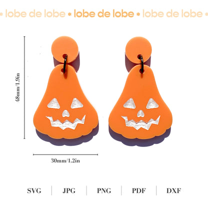 Halloween Pumpkin Jack o' Lantern Laser Cut Earrings Digital Download