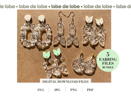 Tulip Spring Floral Laser Engraved Earrings Digital Download
