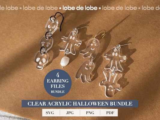 Halloween Clear Acrylic Bundle Laser Engraved Earrings Digital Download