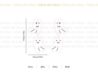 Lobe de lobe jewelry design with measurements on a white background.