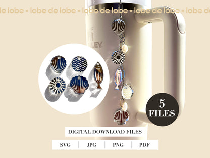 Summer Beach Tumbler Charms Bundle Digital Files