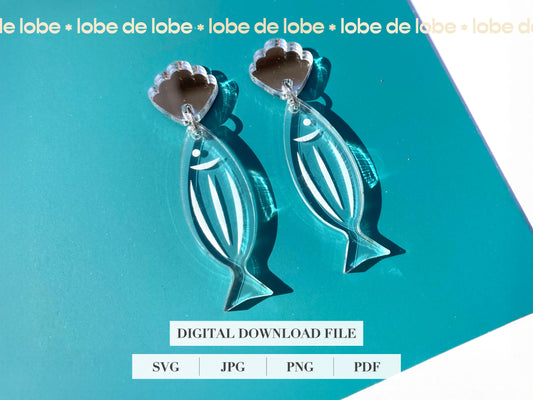 Sardine Scallop Fish Coral Laser Engraved Earrings Digital Download