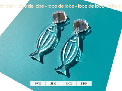 Sardine Scallop Fish Coral Laser Engraved Earrings Digital Download