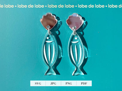 Sardine Scallop Fish Coral Laser Engraved Earrings Digital Download