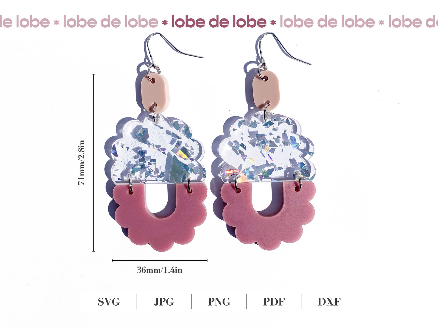 Oval Boho Scallop Laser Cut Earrings Digital Download