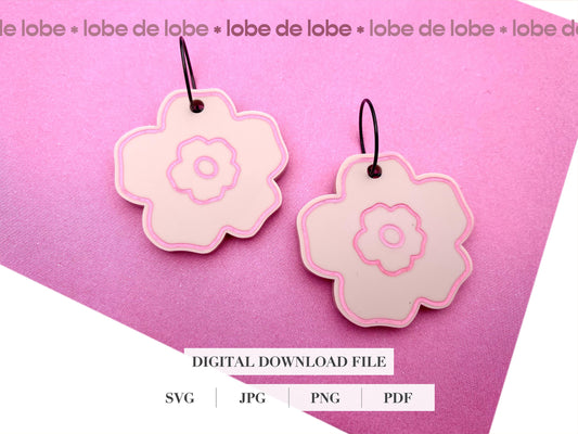 Spring Flower Statement Laser Engraved Earrings Digital Download