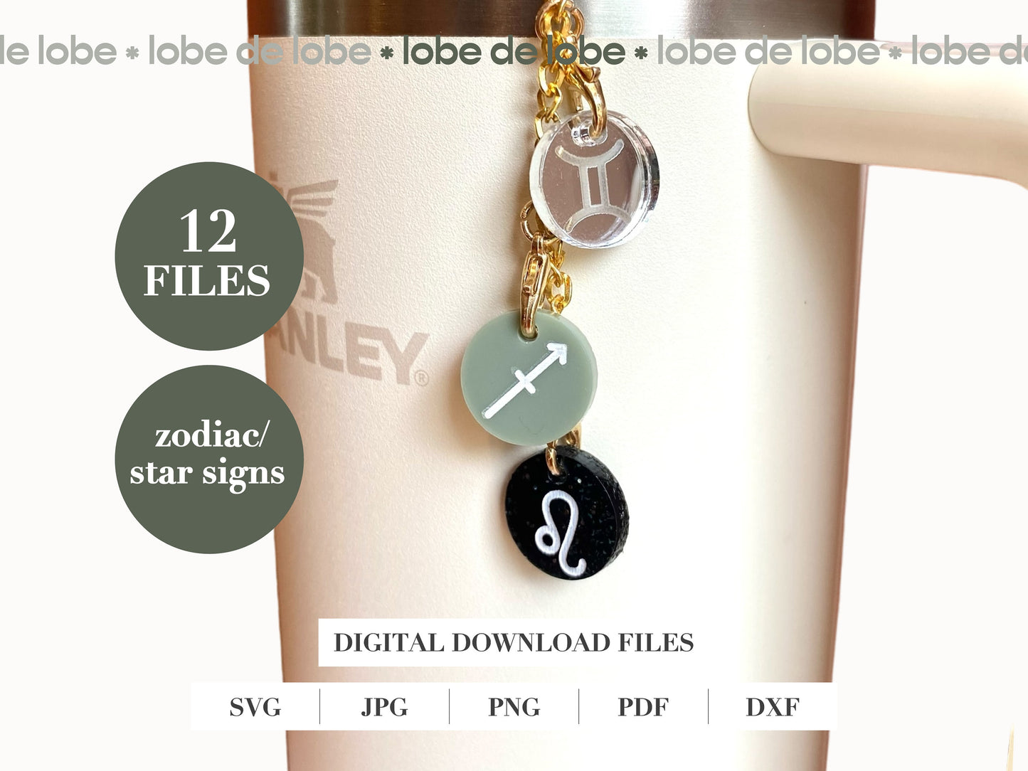 Modern Tumbler Charms Bundle + Straw Connector Laser Engraved Digital Download