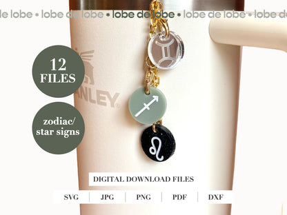 Modern Tumbler Charms Bundle + Straw Connector Laser Engraved Digital Download