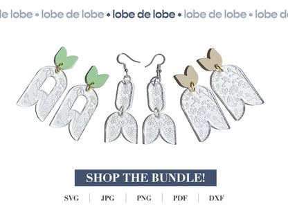 Floral Arch Shape with Cut Out Laser Engraved Earrings Digital Download