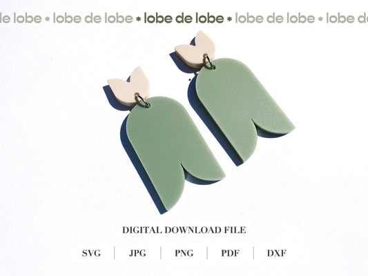 Modern Tulip Minimal Laser Cut Earrings Digital Download
