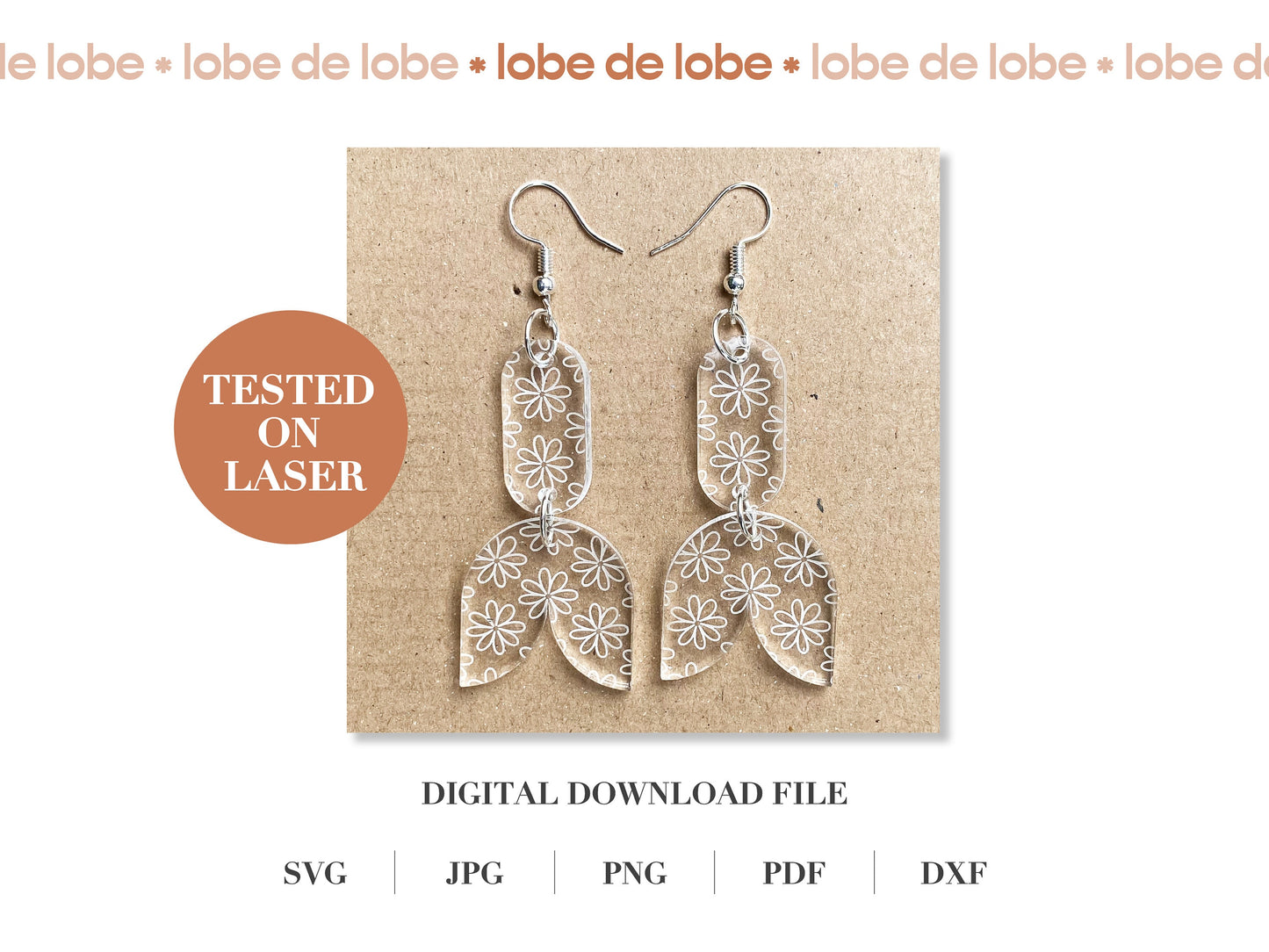 Spring Daisy Laser Engraved Earrings Digital Download