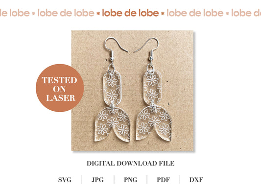 Spring Daisy Laser Engraved Earrings Digital Download