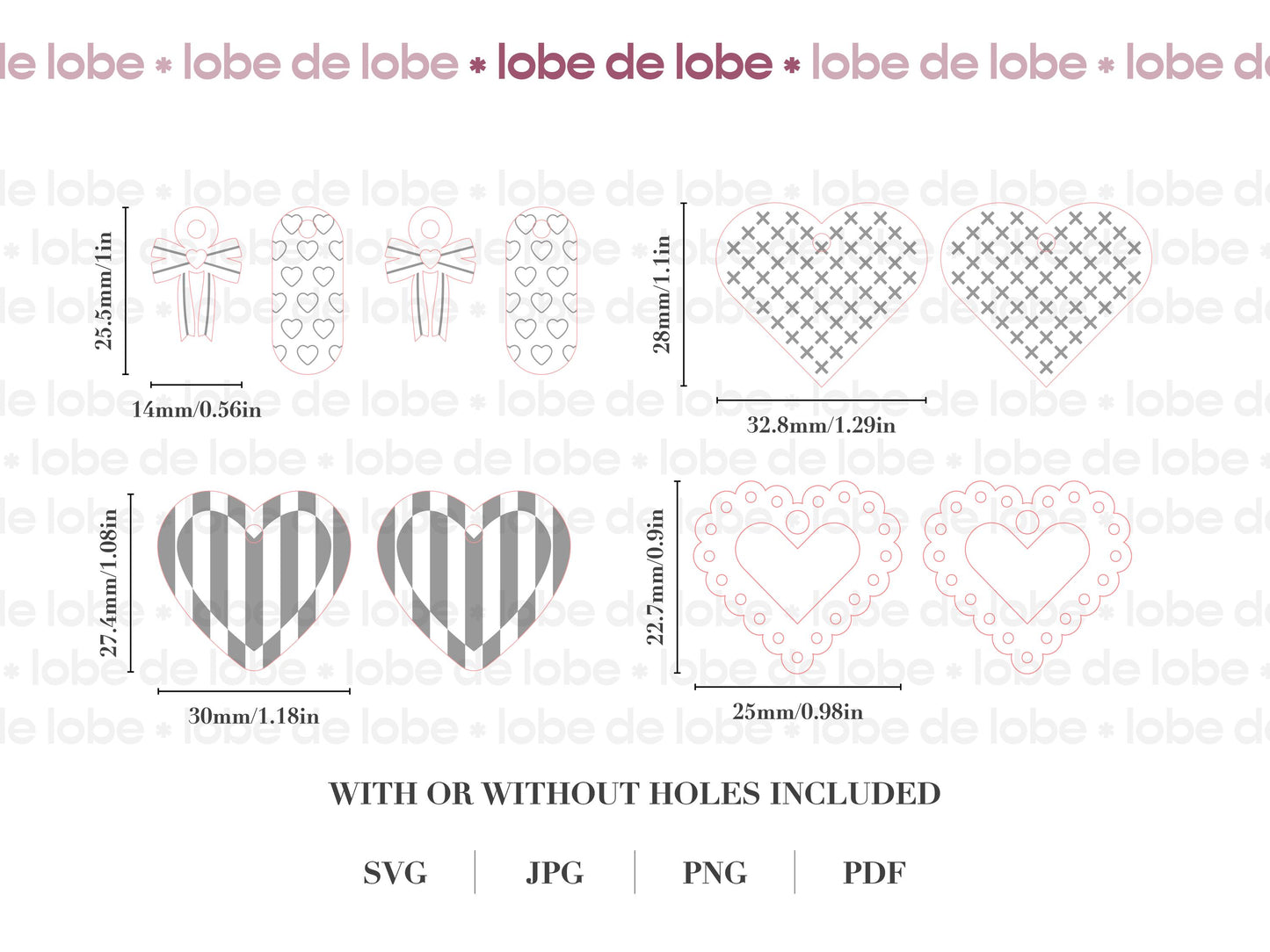 Valentines Love Heart Bundle Laser Engraved Earrings Digital Download