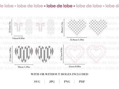 Valentines Love Heart Bundle Laser Engraved Earrings Digital Download
