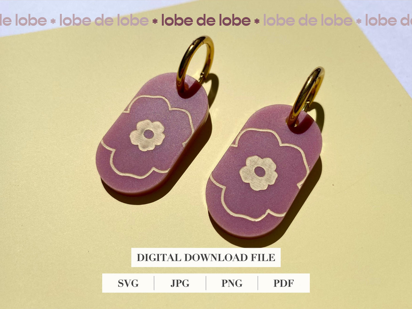 Spring Flower Laser Engraved Earrings Digital Download