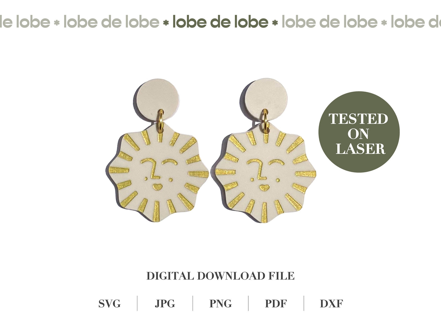 Summer Sun Laser Engraved Earrings Digital Download