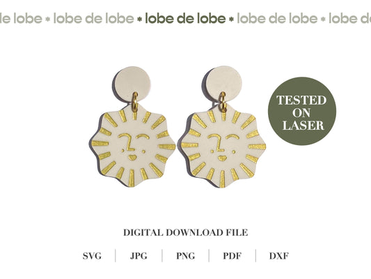 Summer Sun Laser Engraved Earrings Digital Download