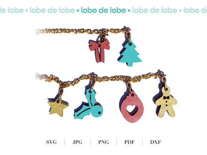 Christmas Holiday Festive Tumbler Laser Cut Charms