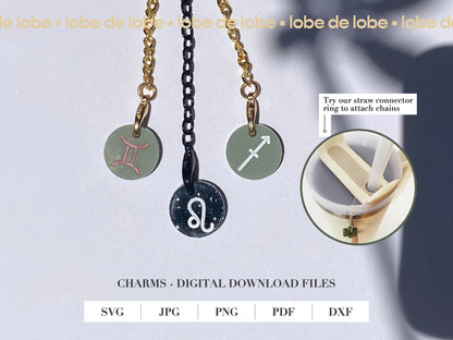 Zodiac Star Sign Astrology Laser Engraved Tumbler Charms Digital Download