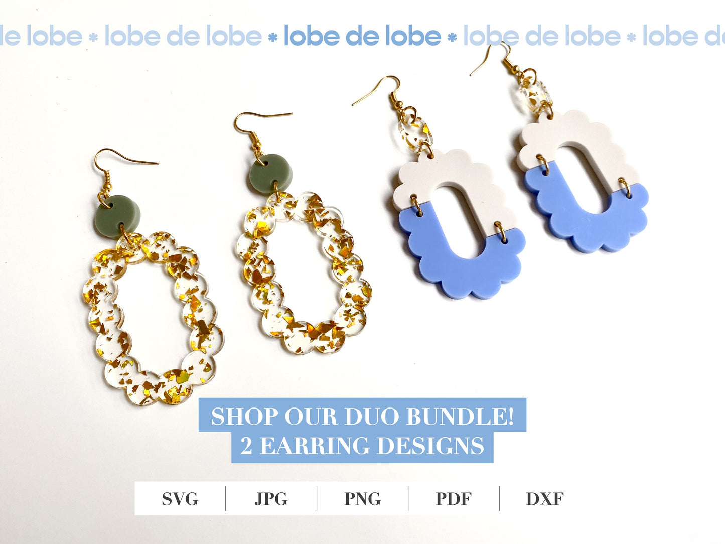 Squiggle Oval Scallop, Asymmetric Laser Cut Earrings Digital Download