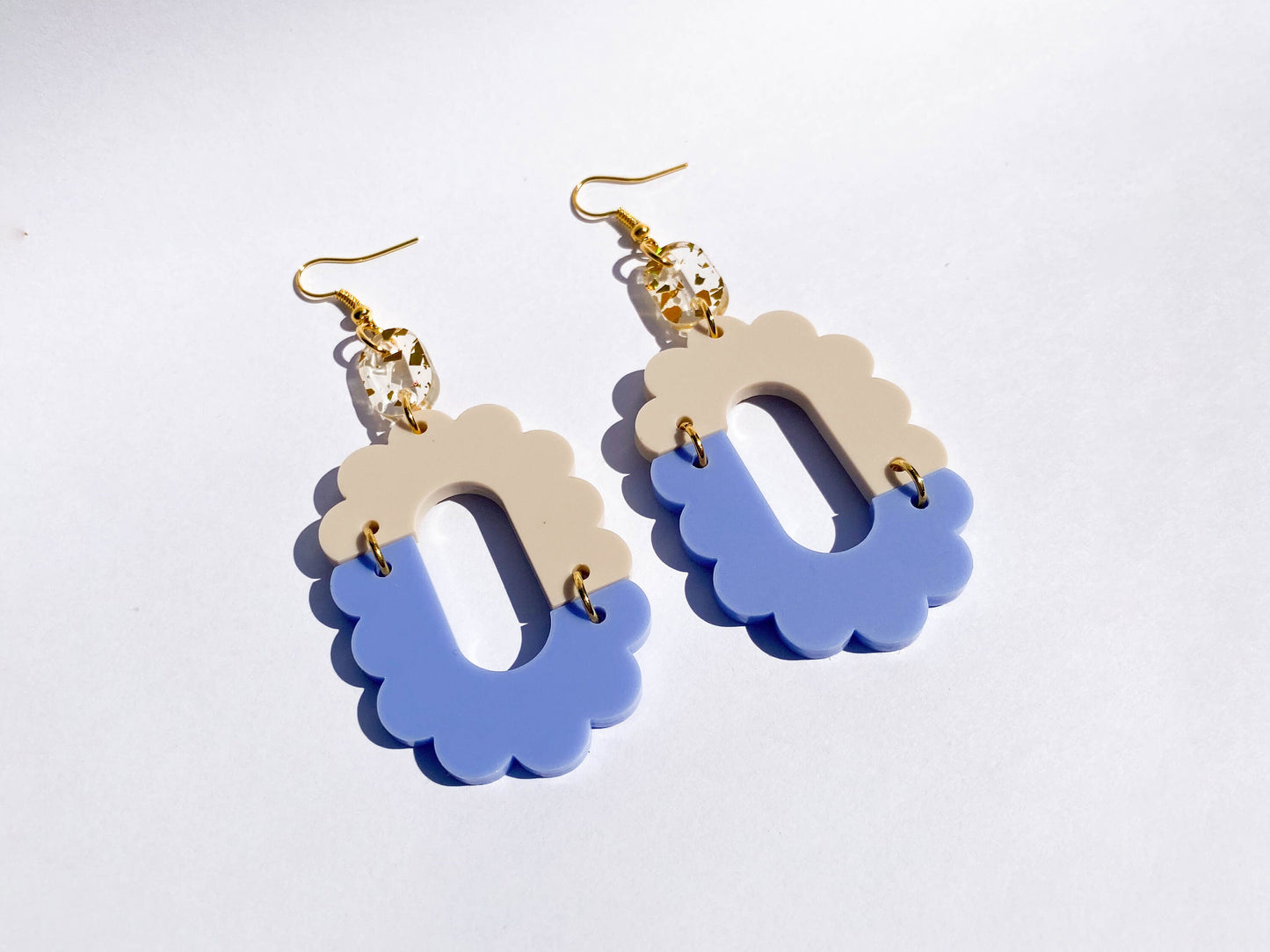 Squiggle Oval Scallop, Asymmetric Laser Cut Earrings Digital Download