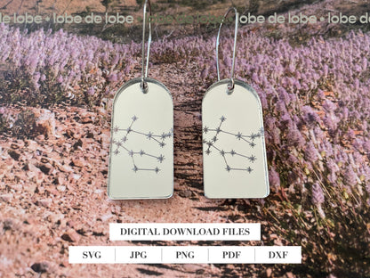 Star Sign Constellation Laser Engraved Earrings Bundle Digital Download