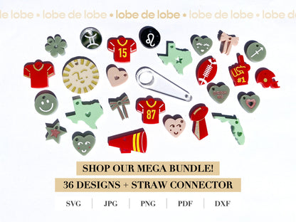 Smiley face, Flower, Heart, Star, Ribbon Laser Engraved Charms Digital Download