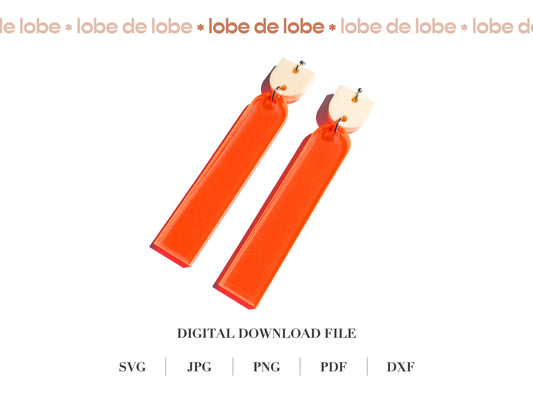 Retro Rectangle Dangle Laser Cut Earrings Digital Download