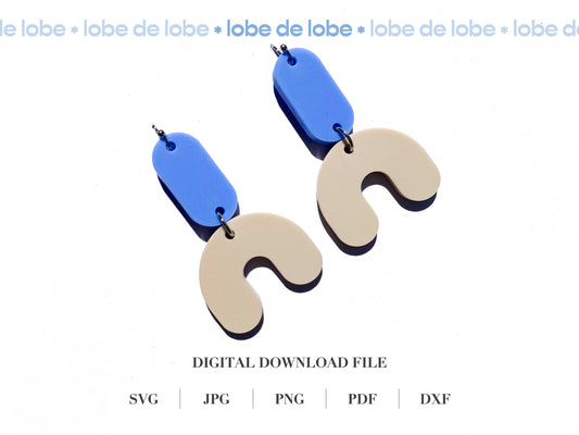 Modern Semi Circle Earrings Laser Cut SVG File