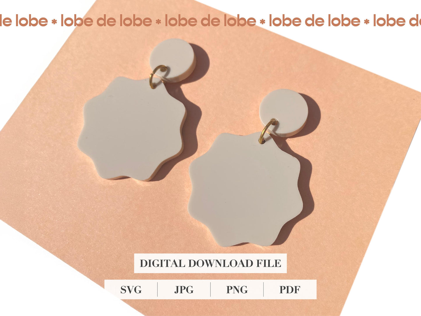 Wavy Round Scallop Laser Cut Earrings Digital Download