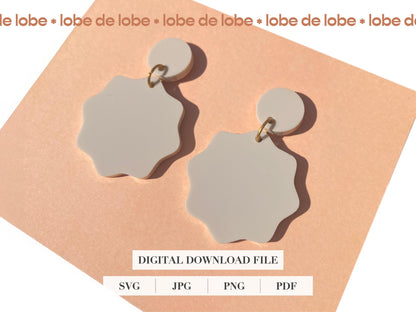 Wavy Round Scallop Laser Cut Earrings Digital Download