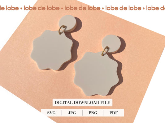 Wavy Round Scallop Laser Cut Earrings Digital Download