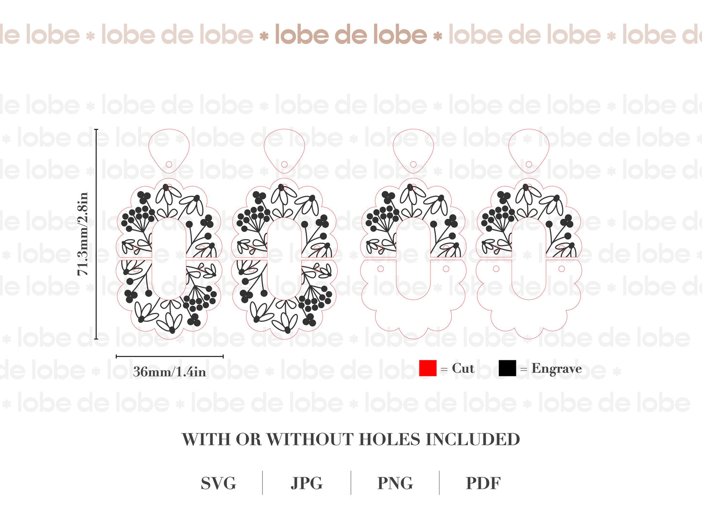 Spring Floral Clear Acrylic Bundle Laser Engraved Earrings Digital Download