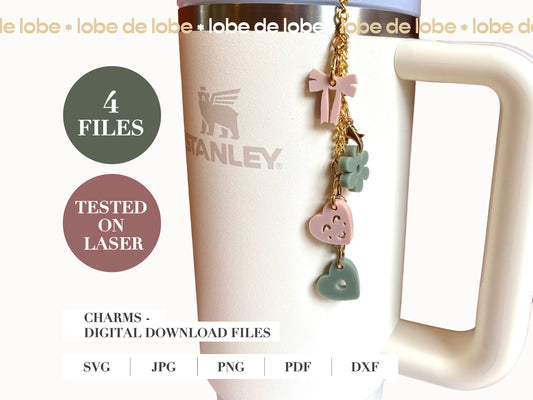 Cute Stanley Tumbler Charms Bundle Laser Cut Digital Download