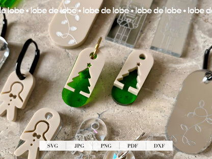 Christmas Tree Festive Holiday Laser Cut Earrings Digital Download