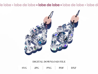 Stacked Triangle Scallop Laser Cut Earrings Digital Download