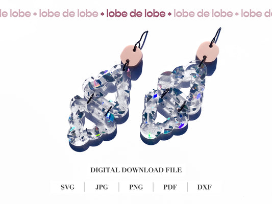 Stacked Triangle Scallop Laser Cut Earrings Digital Download