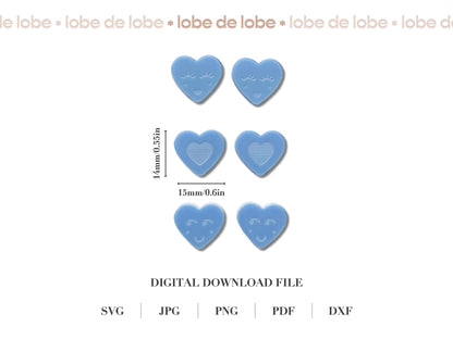 Laser Cut Design FIles Sweet studs bundle | Love heart Valentines earring template | Flower Star Studs