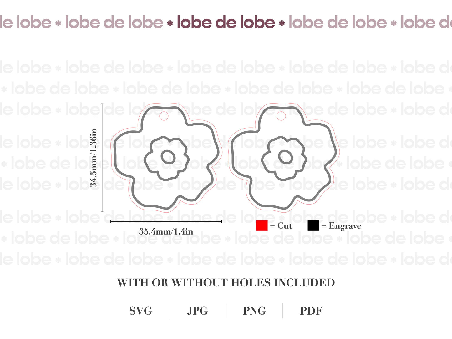 Spring Flower Statement Laser Engraved Earrings Digital Download