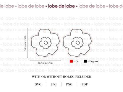 Spring Flower Statement Laser Engraved Earrings Digital Download