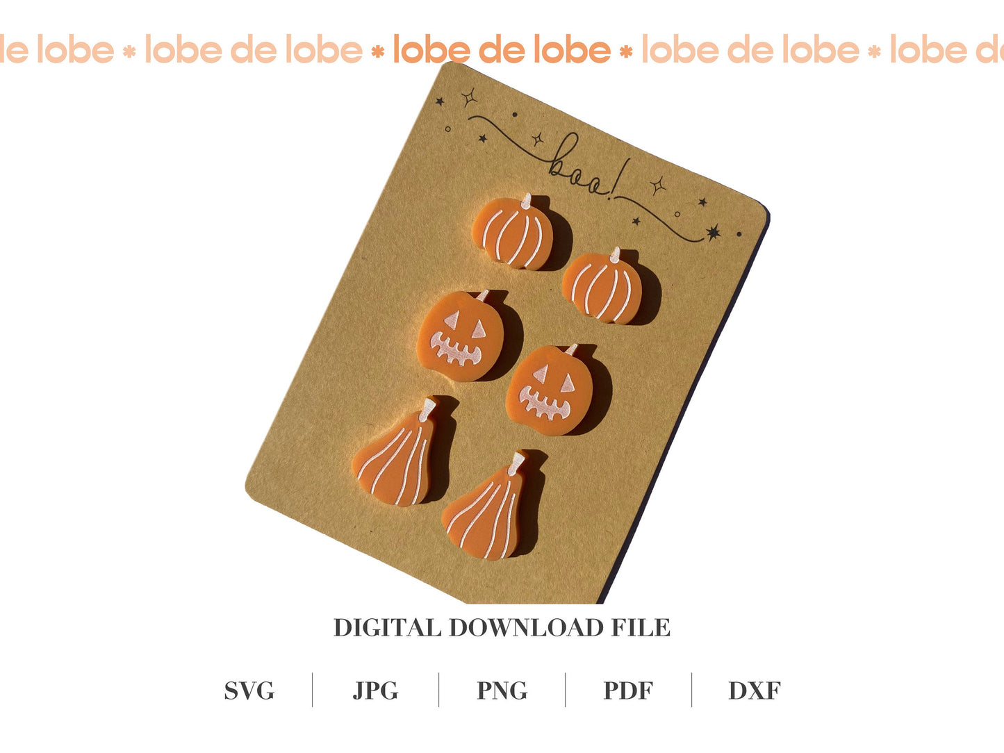 Fall Halloween Pumpkin Studs Laser Engraved Earrings Digital Download
