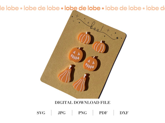 Fall Halloween Pumpkin Studs Laser Engraved Earrings Digital Download