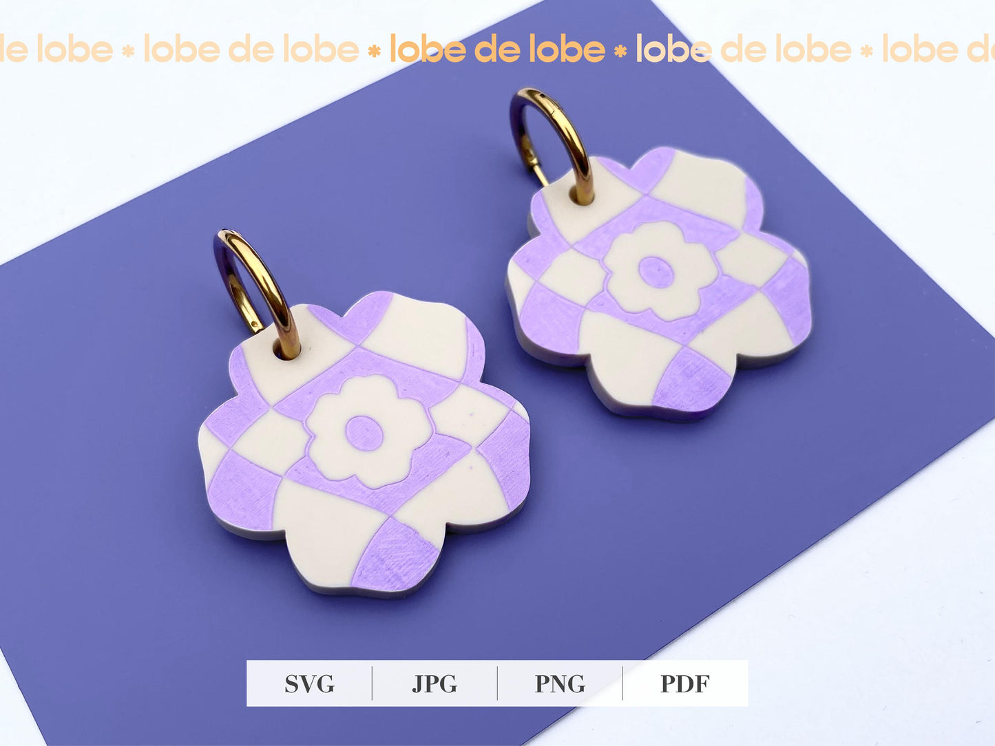 Retro Boho Wavy Flower Laser Engraved Earrings Digital Download