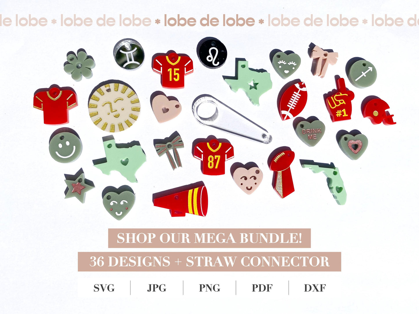Christmas Holiday Festive Tumbler Laser Cut Charms